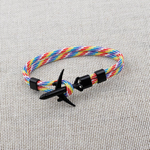Modern Fashion Airplane Anchor Bracelets Men Charm Rope Chain Paracord Bracelet Women Male Air Force Style Wrap Metal Sport Hook Gift