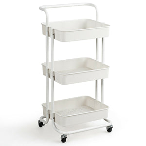 3-Tier Utility Cart Storage Rolling Cart with Casters-Black