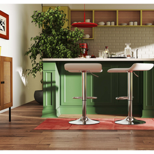 5-Piece Kitchen & Dining Bundle: Adjustable Bar Stools (Set of 2) + Stackable Stools (Set of 6) + Rattan Storage Sideboard