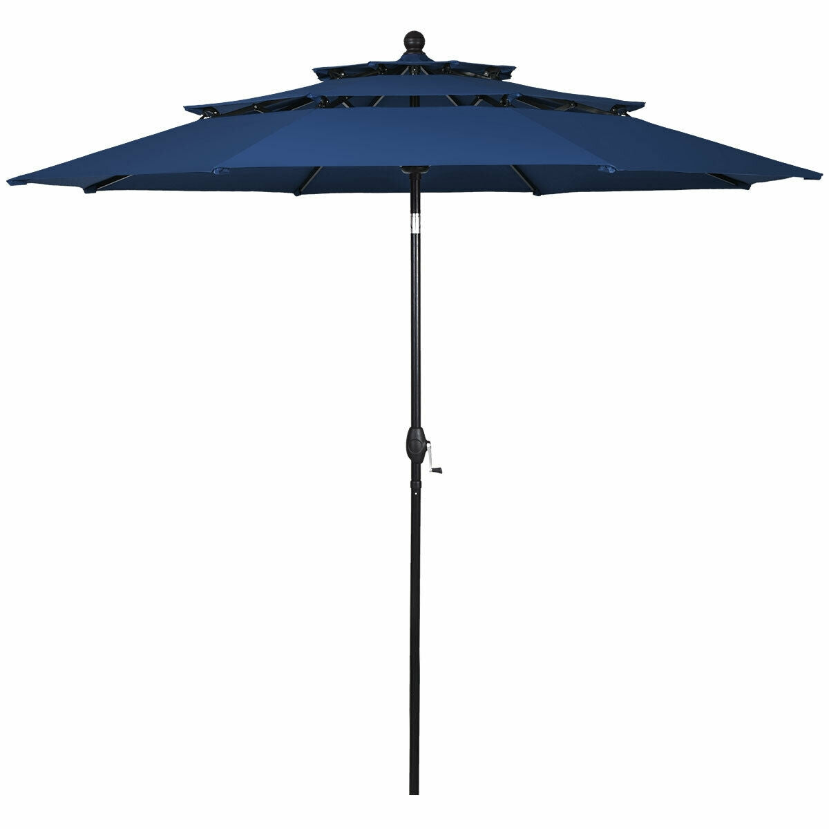 10' 3 Tier Patio Umbrella Aluminum Sunshade Shelter Double Vented without Base-Navy by DirectDeals