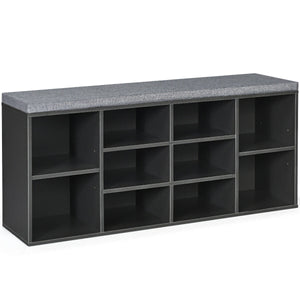 10-Cube Organizer Shoe Storage Bench with Cushion for Entryway-Gray by DirectDeals