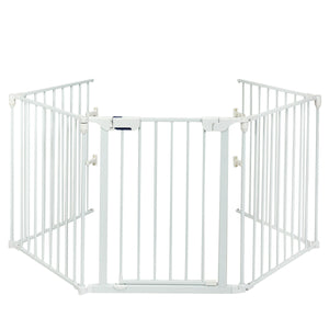 115 Inch Length 5 Panel Adjustable Wide Fireplace Fence-Black