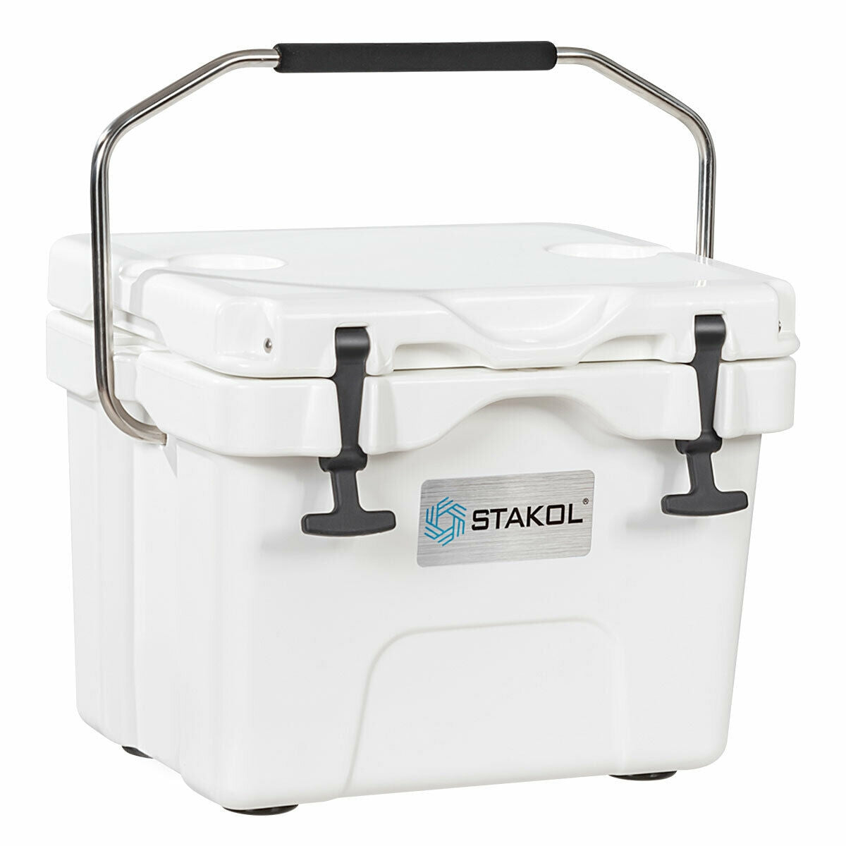 16 Quart 24-Can Capacity Insulated Ice Cooler with 2 Cup Holders-Khaki