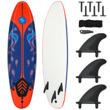 6 Feet Surfboard with 3 Detachable Fins-White