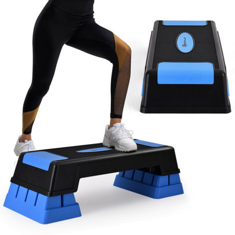 Aerobic Exercise Stepper Trainer with Adjustable Height 5 Inch- 7 Inch- 9 Inch-Blue