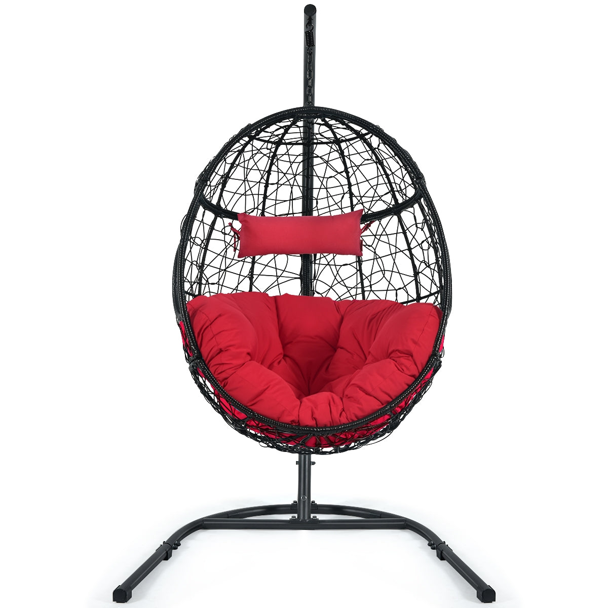 Hanging Cushioned Hammock Chair with Stand -Gray