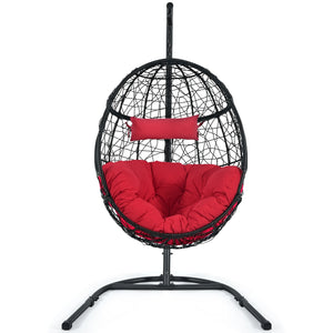 Hanging Cushioned Hammock Chair with Stand -Gray