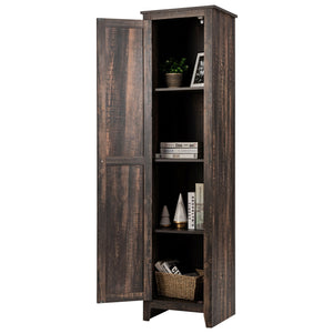 Linen Tower Bathroom Storage Cabinet Tall Slim Side Organizer with Shelf-Black