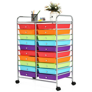 20 Drawers Storage Rolling Cart Studio Organizer-Multicolor