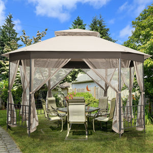 10 ™x 12 ™ Octagonal Patio Gazebo-Brown