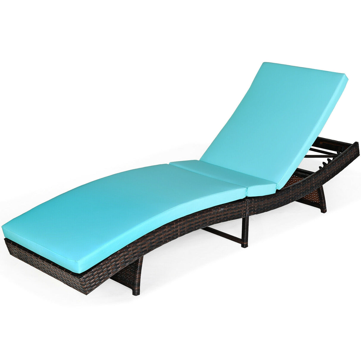 Patio Folding Chaise Lounge with 5 Adjustable Levels and Cushion-White