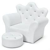 Pink Kids Sofa Armrest Couch with Ottoman-Pink