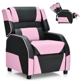 Kids Youth PU Leather Gaming Sofa Recliner with Headrest and Footrest-Red