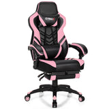 Adjustable Gaming Chair with Footrest for Home Office-Blue