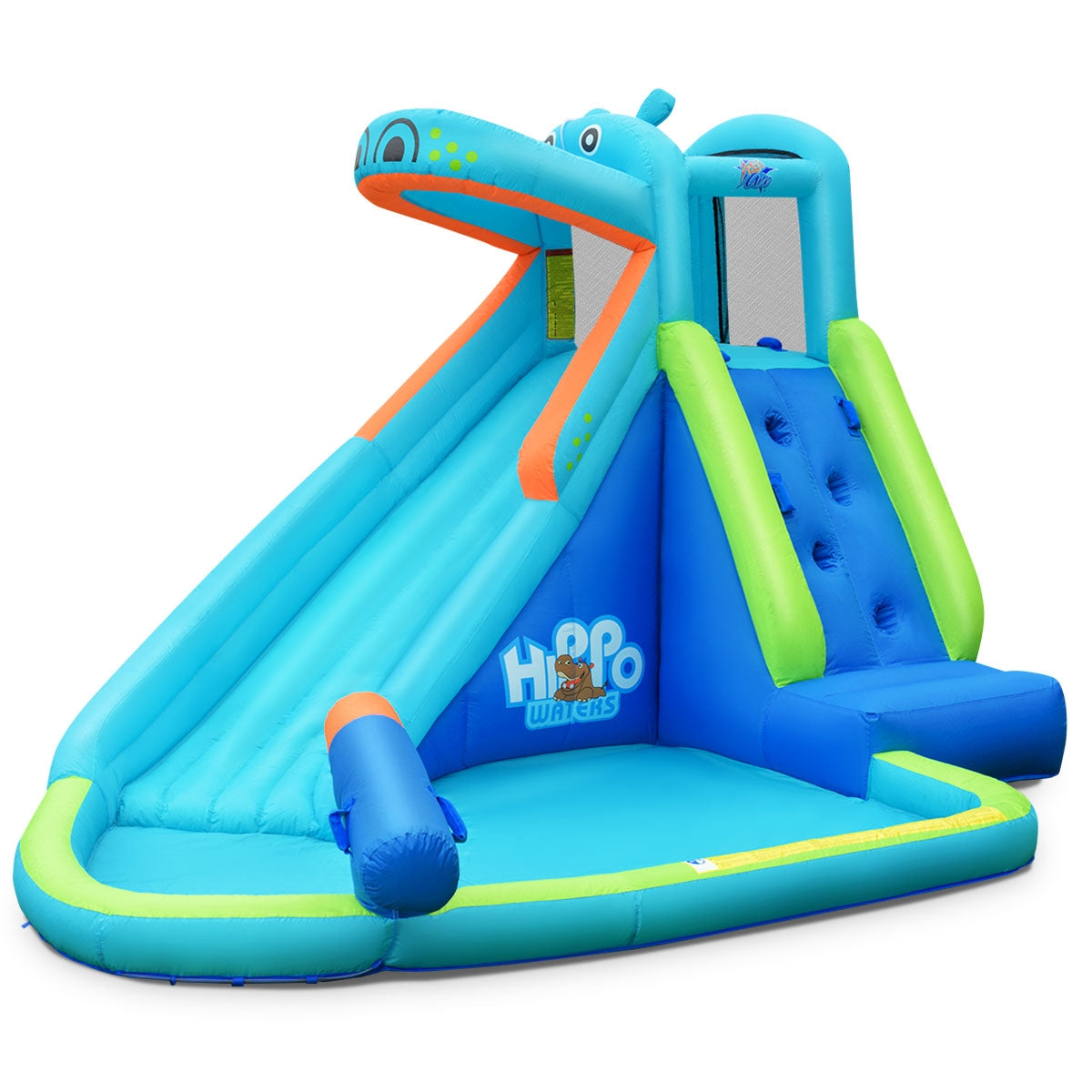 Inflatable Water Pool with Splash and Slide Without Blower
