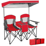 Patented Portable Folding Camping Canopy Chairs with Cup Holder-Blue