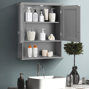 2-Door Wall Mount Bathroom Storage Cabinet with Open Shelf-White