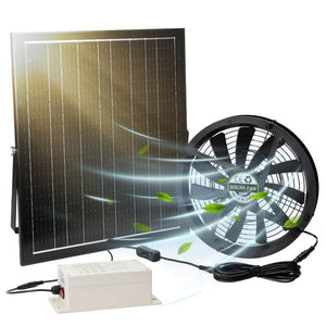 10" Solar Exhaust Intake Fan with Battery&42W Solar Panel