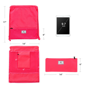 Drawstring Backpack String Bag Foldable Sports Sack with Zipper Pocket-Black