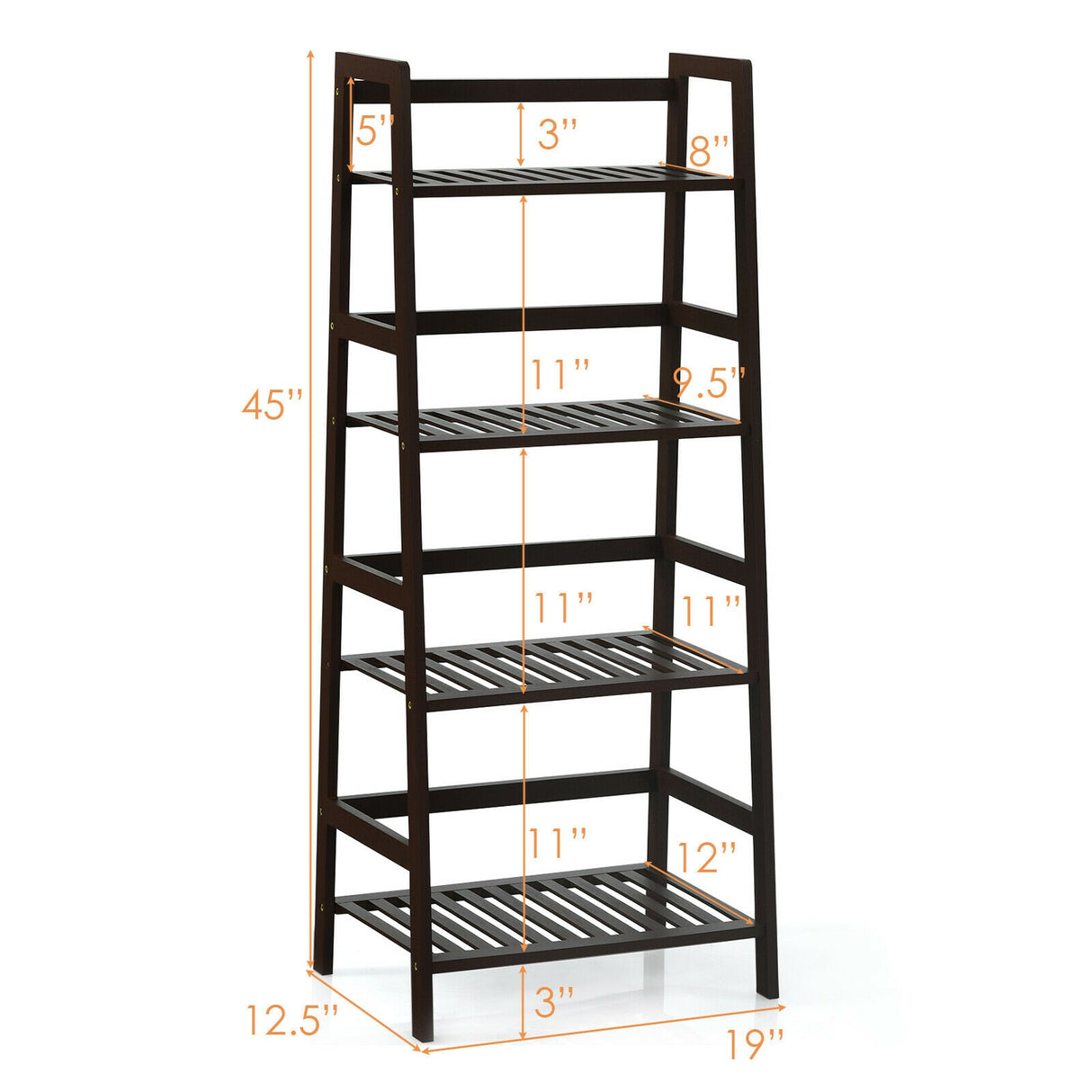 4-Tier Bamboo Plant Rack with Guardrails Stable and Space-Saving-Natural