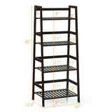 4-Tier Bamboo Plant Rack with Guardrails Stable and Space-Saving-Natural