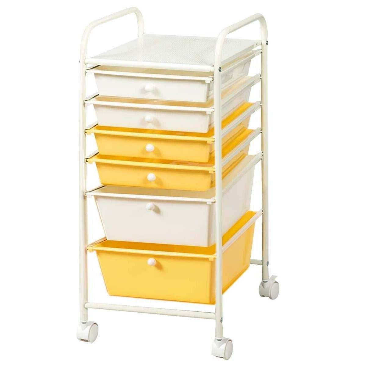 6 Drawers Rolling Storage Cart Organizer-Transparent Multicolor