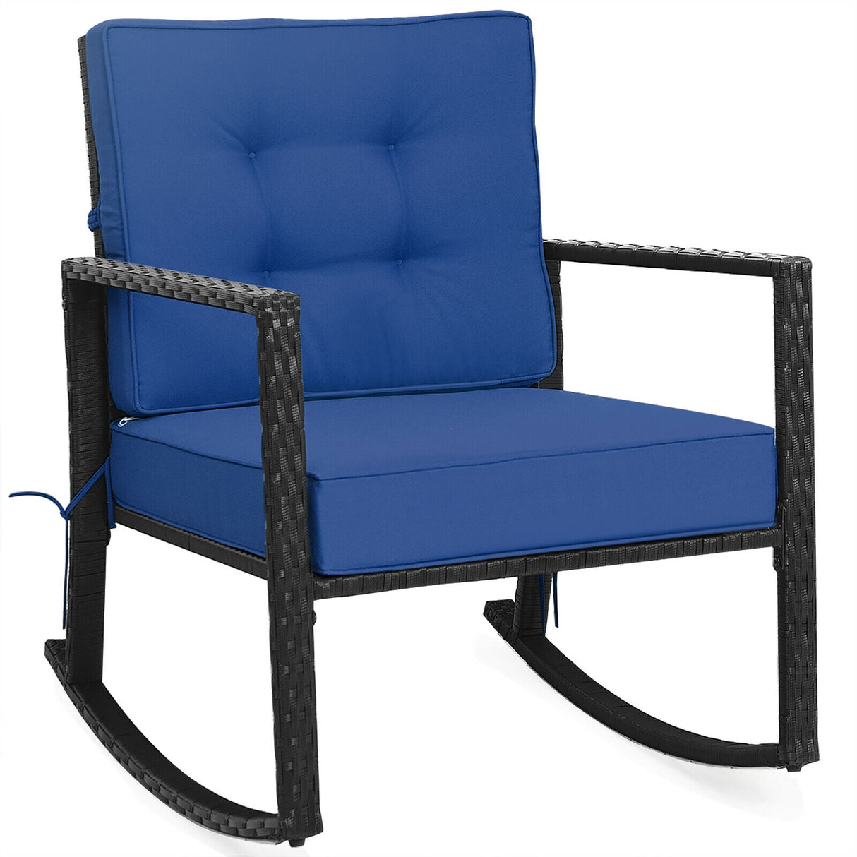 Patio Rattan Rocker Outdoor Glider Rocking Chair Cushion Lawn-Orange