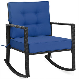 Patio Rattan Rocker Outdoor Glider Rocking Chair Cushion Lawn-Orange