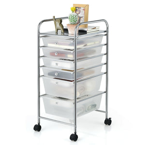 6 Drawers Rolling Storage Cart Organizer-Transparent Multicolor