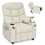 Kids Recliner Chair with Cup Holder and Footrest for Children-Blue