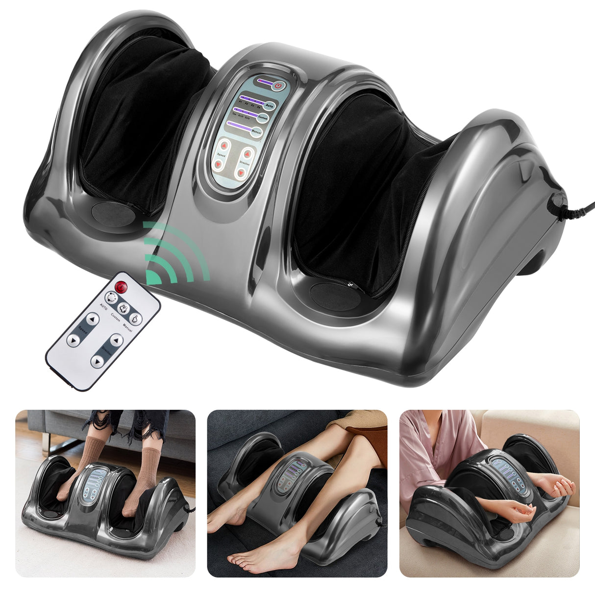 Therapeutic Shiatsu Foot Massager with High Intensity Rollers-Black