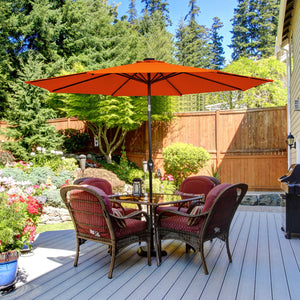 10' Solar LED Lighted Patio Market Umbrella Shade Tilt Adjustment Crank-Tan