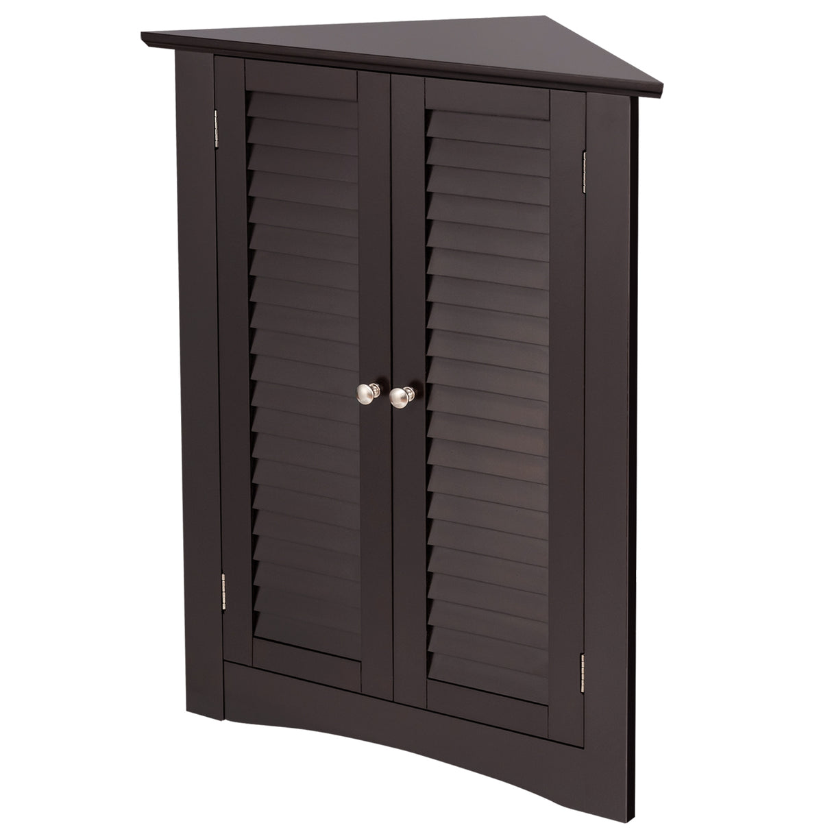 Adjustable Corner Storage Cabinet with Shutter Doors-White
