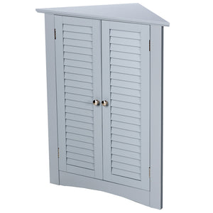 Adjustable Corner Storage Cabinet with Shutter Doors-White