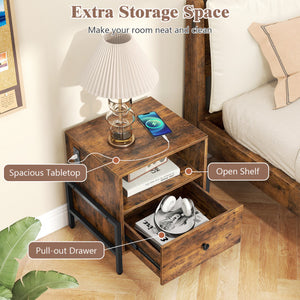 4-Drawer Dresser Modern Chest Storage Organizer with Open Shelves-White