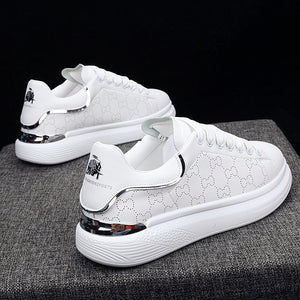 New Fashion White High Quality Women's White Thick Soled Sports Casual Couple Shoes Summer Lace-Up Trainers Gym Tennis Running Breathable High Quality Sneakers