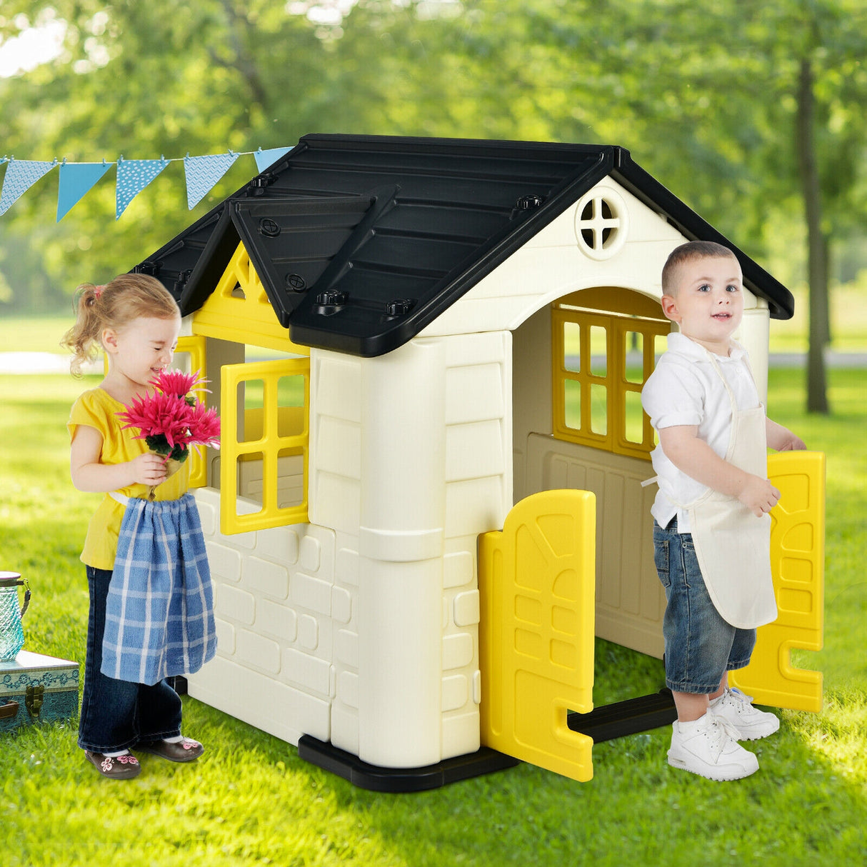 Kid ™s Playhouse Pretend Toy House For Boys and Girls 7 Pieces Toy Set-Pink