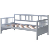 Twin Size Wooden Slats Daybed Bed with Rails-Cherry