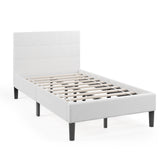 Platform Bed with Button Tufted Headboard-Gray