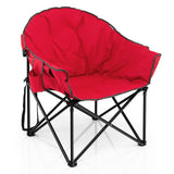 Folding Camping Moon Padded Chair with Carrying Bag-Gray