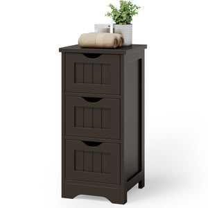 Bathroom Wooden Free Standing Storage Side Floor Cabinet Organizer-3-Tier.