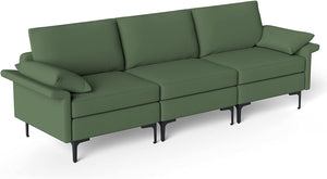 Large 3-Seat Sofa Sectional with Metal Legs for 3-4 people-Rust Red