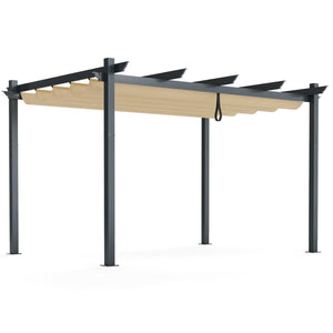 10 x 13 Feet Outdoor Aluminum Retractable Pergola Canopy Shelter-Beige by DirectDeals