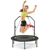 40 Inch Foldable Fitness Rebounder with Resistance Bands Adjustable Home-Blue