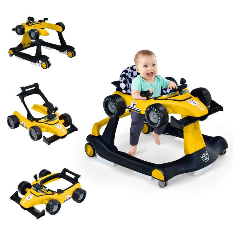 4-in-1 Foldable Activity Push Walker with Adjustable Height-Red