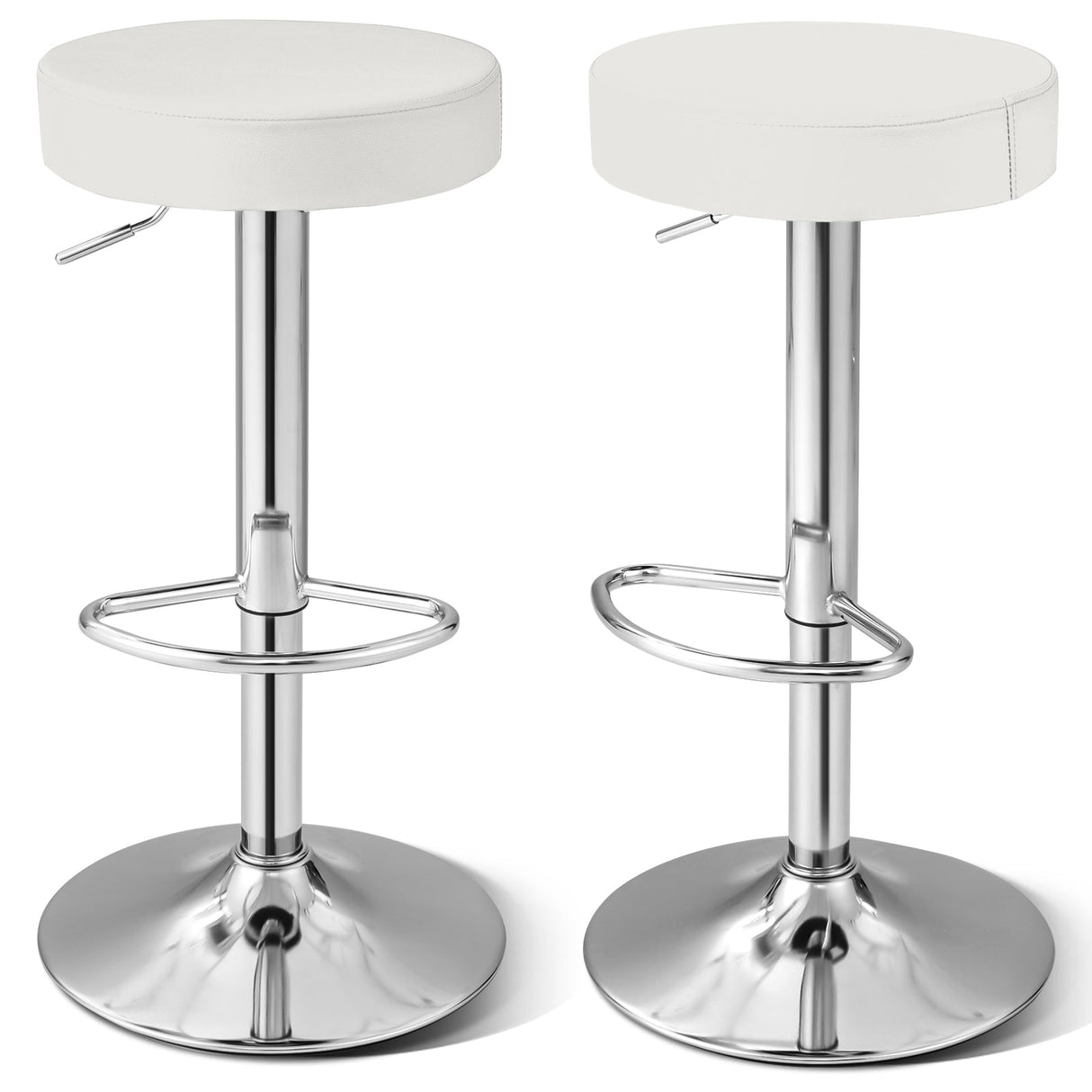 1 PC Round Bar Stool Adjustable Swivel Pub Chair-White by DirectDeals