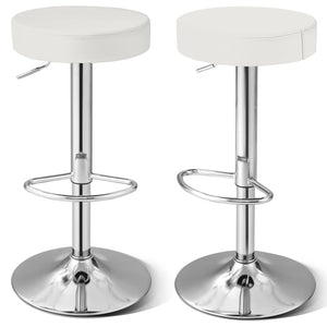 1 PC Round Bar Stool Adjustable Swivel Pub Chair-White by DirectDeals