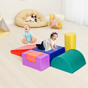 6 Piece Climb Crawl Play Set Indoor Kids Toddler-Light Blue