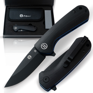 The Peasant Folding Pocket Knife Giftset for Men and Women (Black and Blue)