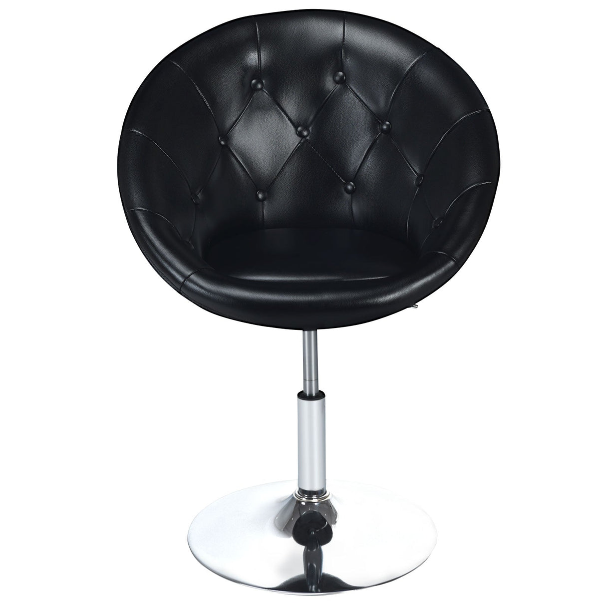 1 Piece Modern Adjustable Swivel Round PU Leather Chair-Black by DirectDeals